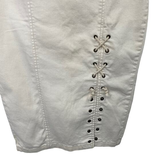 Holding Horses Denim Midi Skirt Side Slit Lace Up Corset Detail Off White Size 0 - Picture 5 of 9